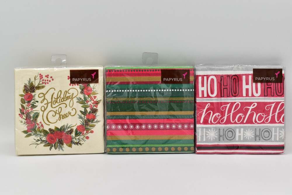 Papyrus Set of 3 Holiday Napkins Beverage Cocktail Cheer Ho Ho Ho Christmas 60